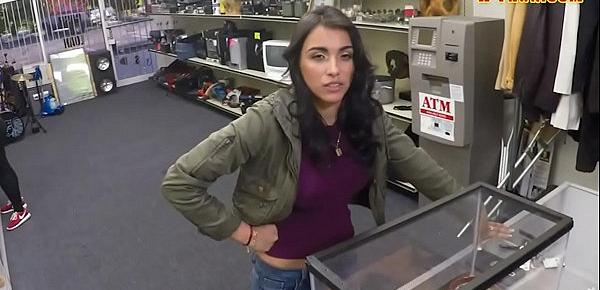 Busty woman convinced to fuck pawn dude